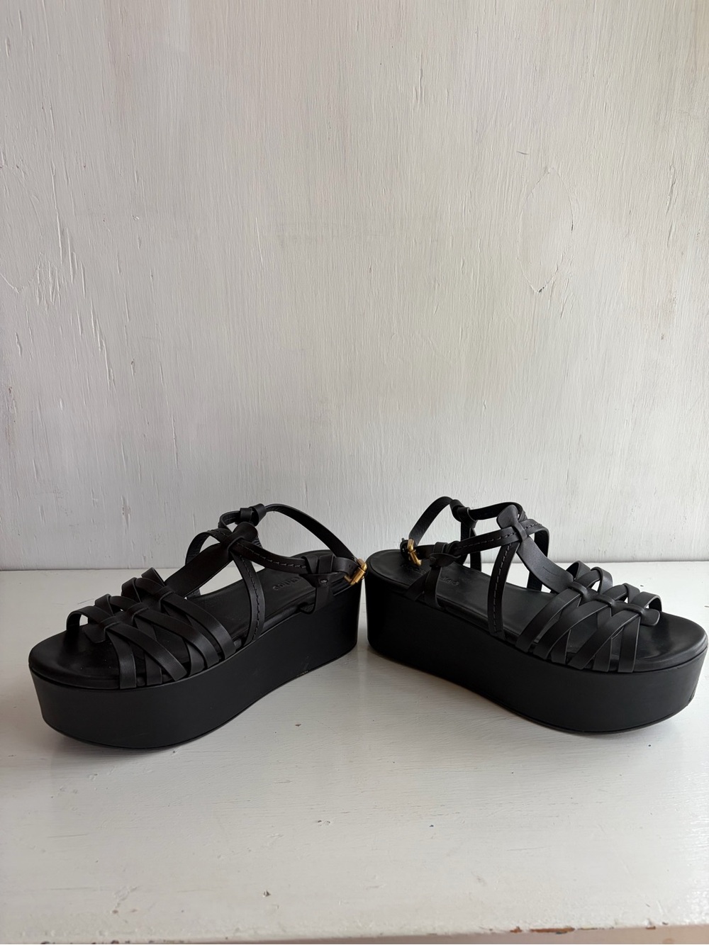 See by Chloé Sierra Black Strappy Platform Sandals – Chunky Wedge - Picture 6 of 11